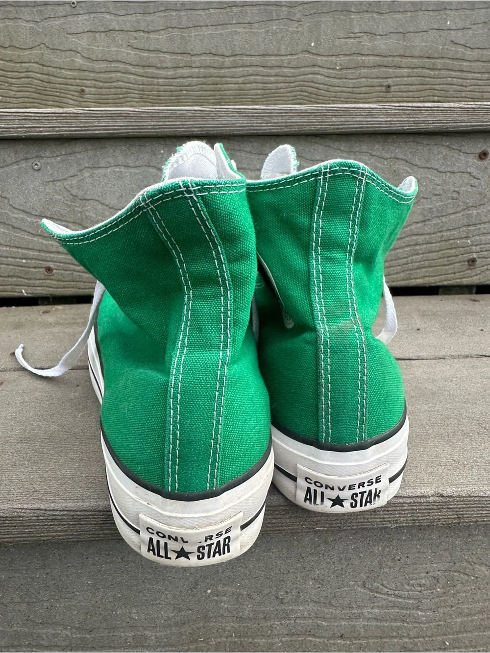 Converse Green Platform High Top Sneakers Rubber/Canvas